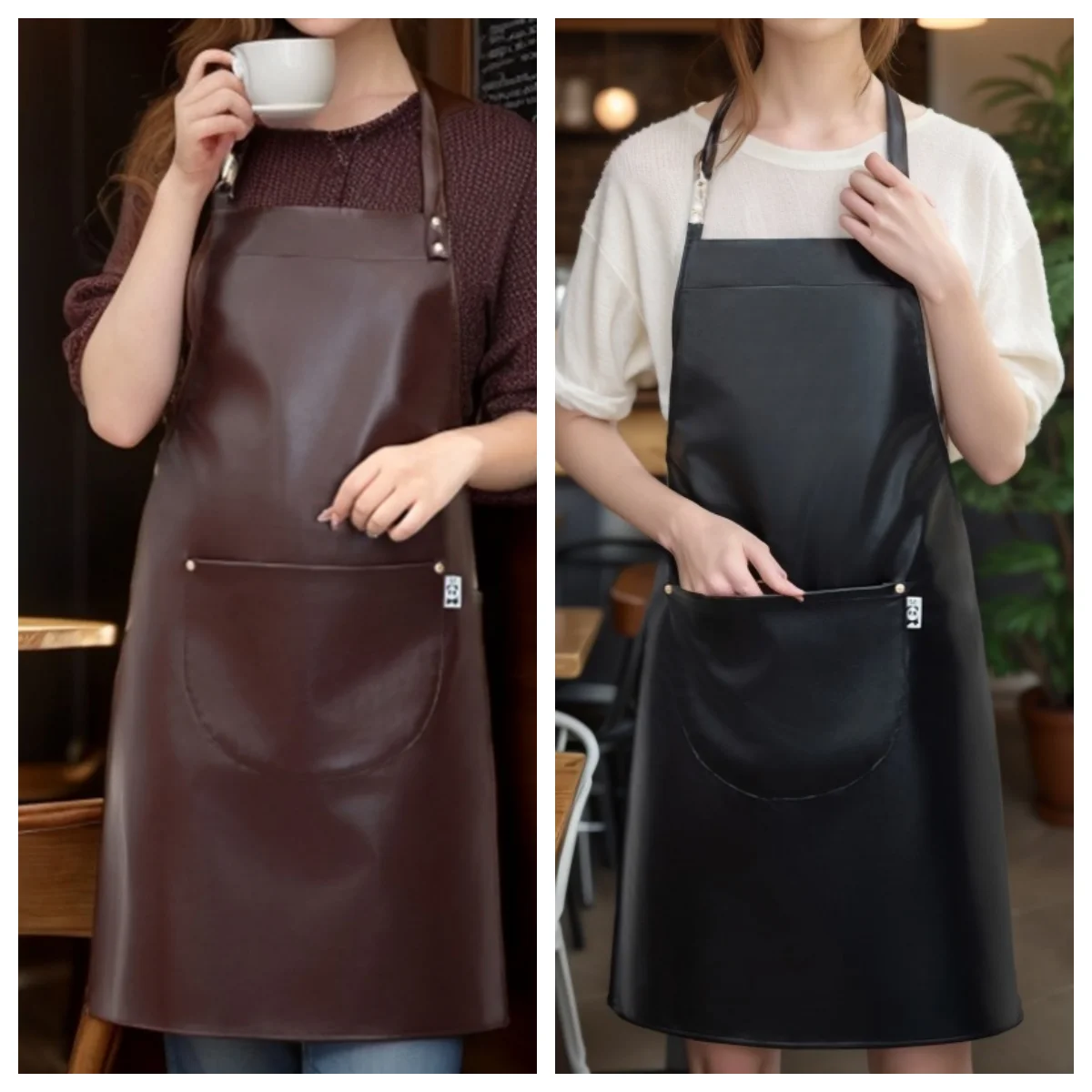 Leatherwork Apron - 1 piece artificial leather kitchen cooking