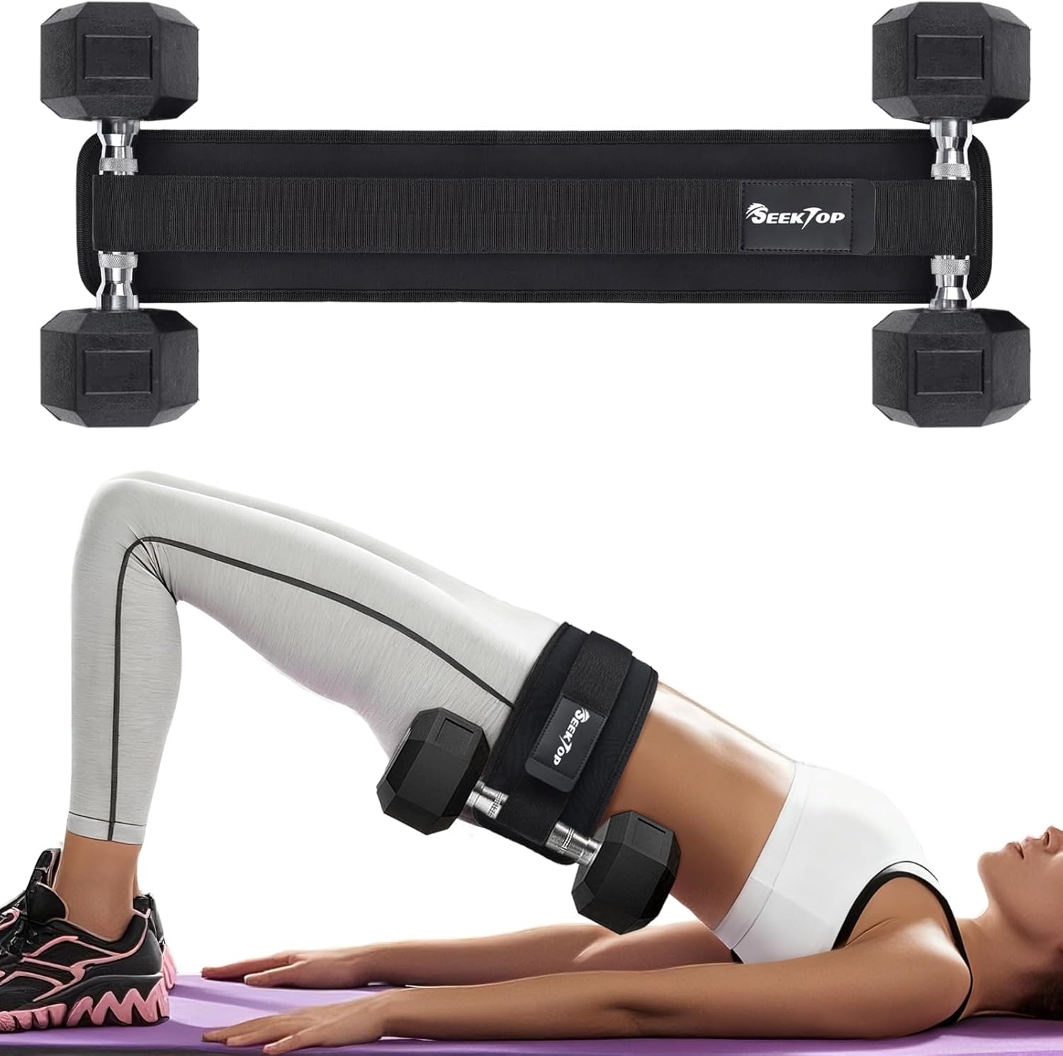 Leather Workout Belt - Adjustable Hip Thrust Belt for Glutes,