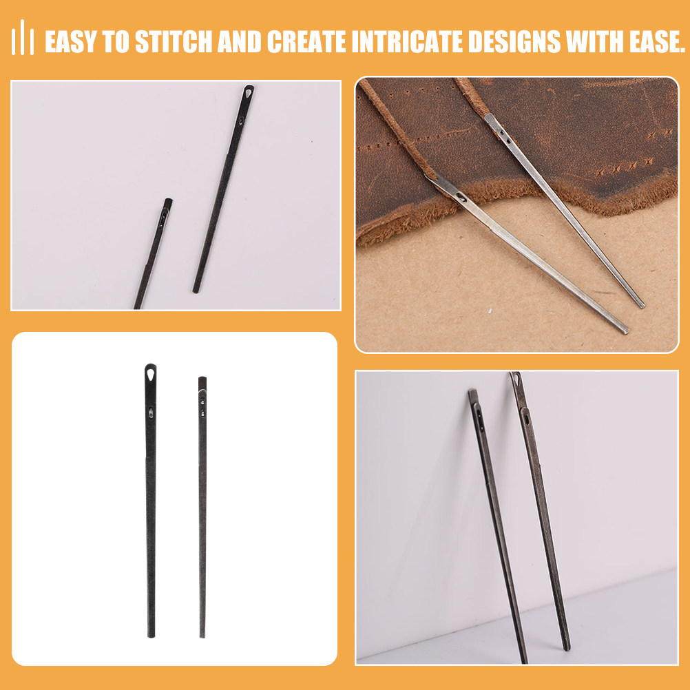 Leatherwork Hand Sewing Needles - 2Pcs Sewing Needles Steel Leathercraft Lacing