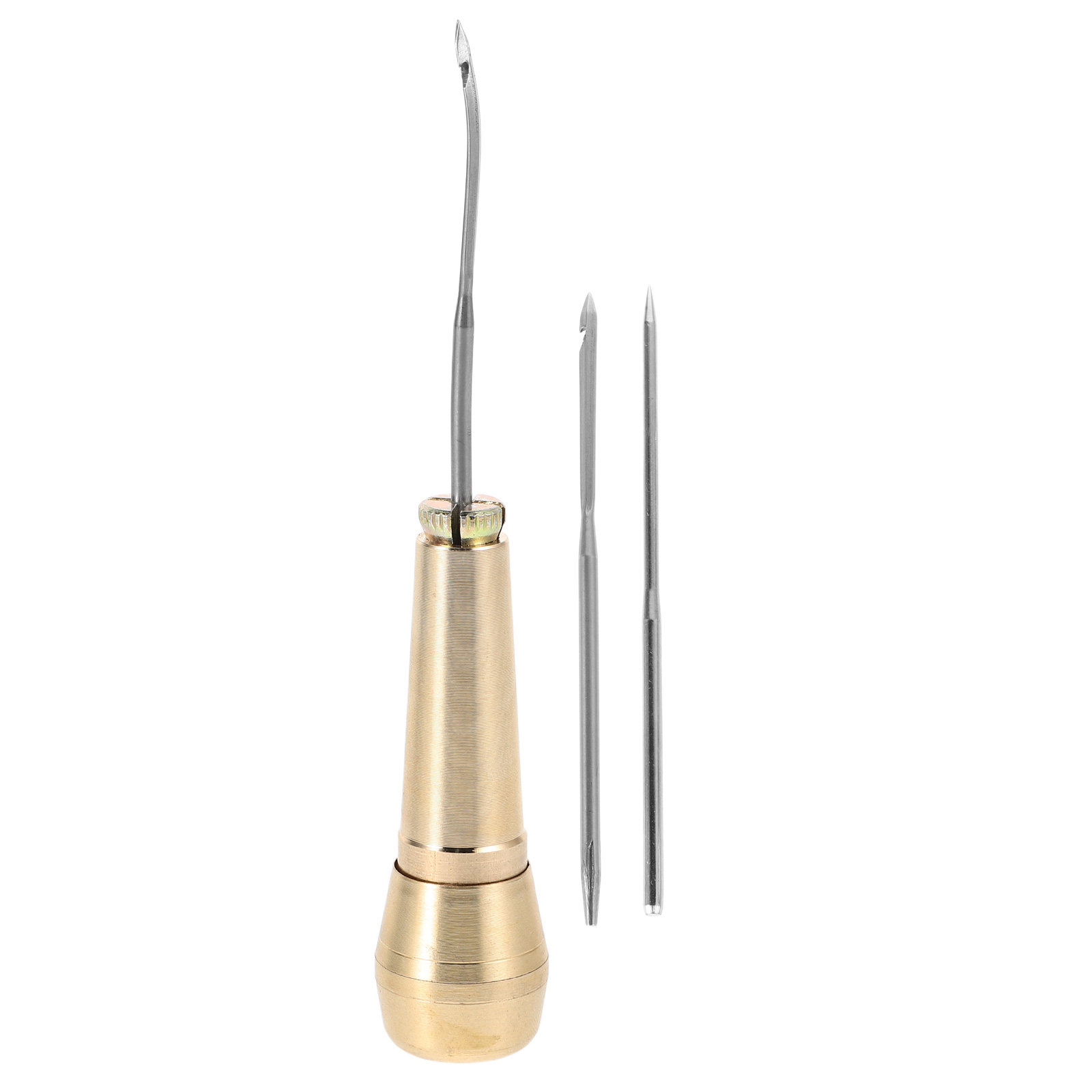 Leatherwork Hand Sewing Needles - 1Set Sturdy Brass Handle Hooked Awl