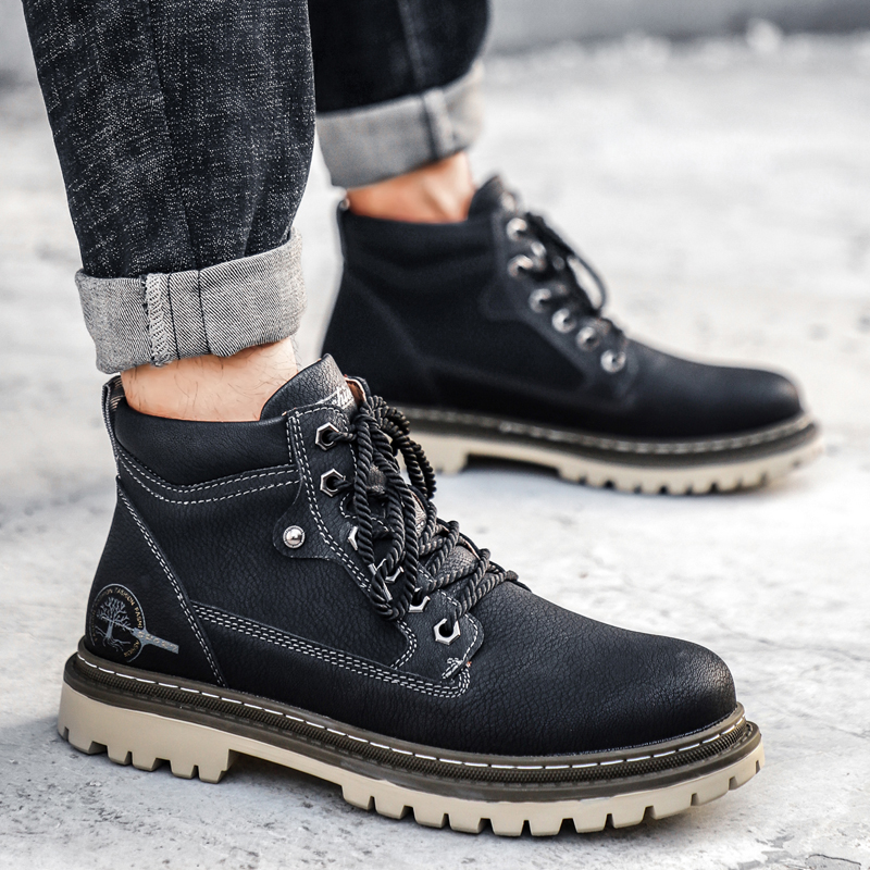 Men's High-Top British Style M - đánh giá và giá Leather Work Boots