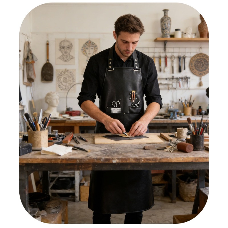 PU Soft Leather Apron Barber's - đánh giá và giá Leatherwork Apron
