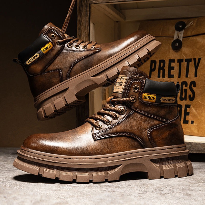 Vintage Men Platform Ankle Boo - đánh giá và giá Leather Work Boots