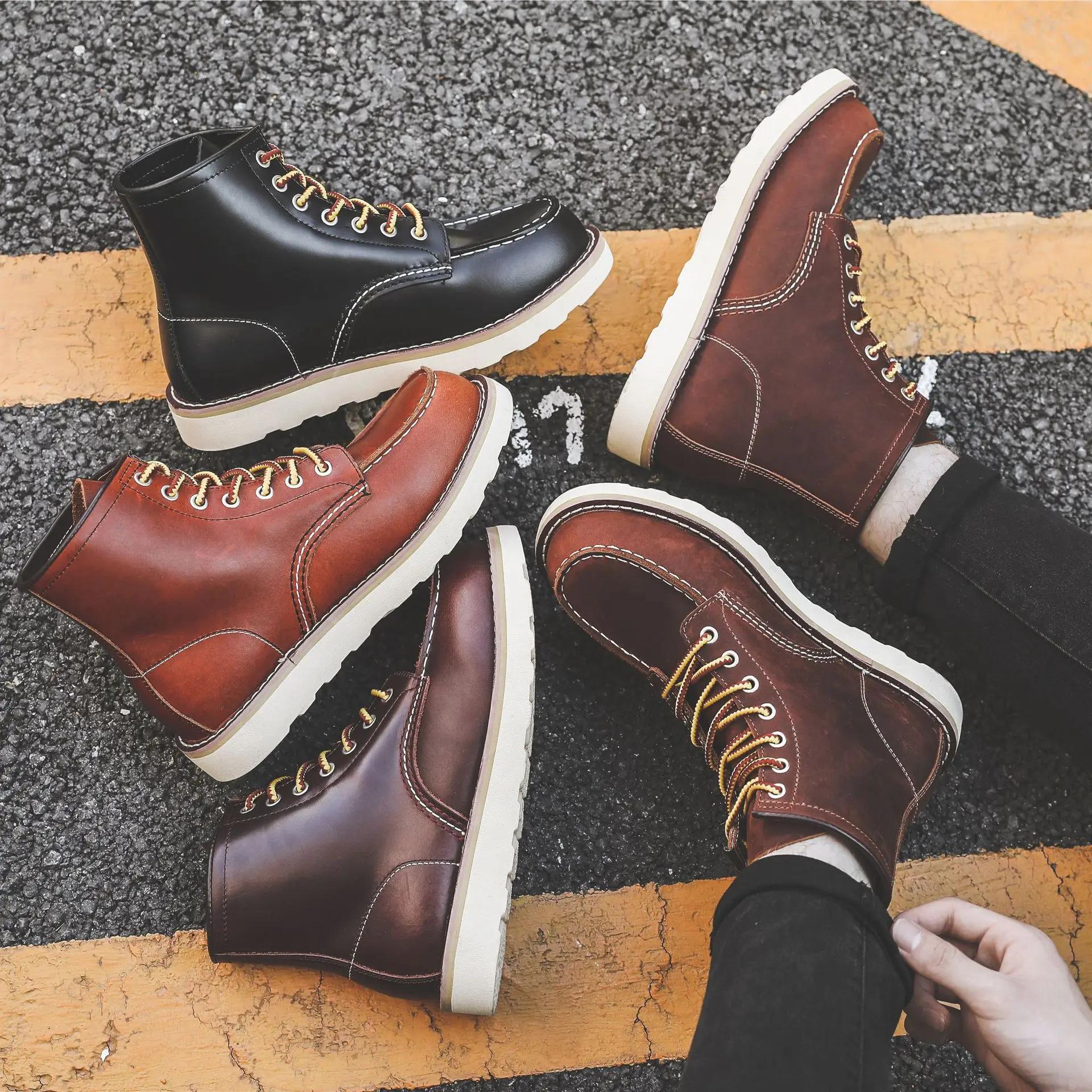 Men Spring Winter Casual Shoes - đánh giá và giá Leather Work Boots