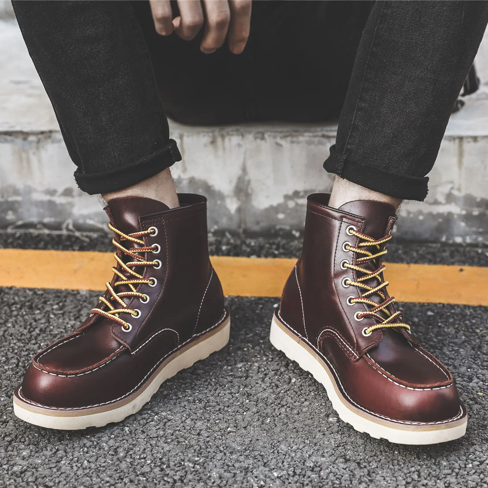 Men Spring Winter Casual Shoes - đánh giá và giá Leather Work Boots