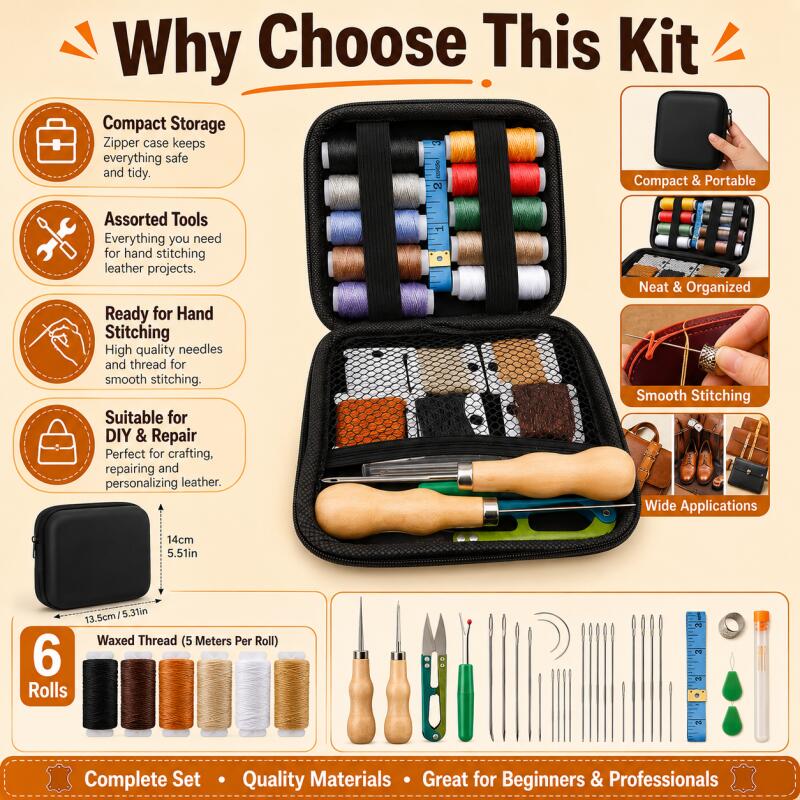 Leather Sewing Kit with Waxed  - đánh giá và giá Leatherwork Hand Sewing Needles