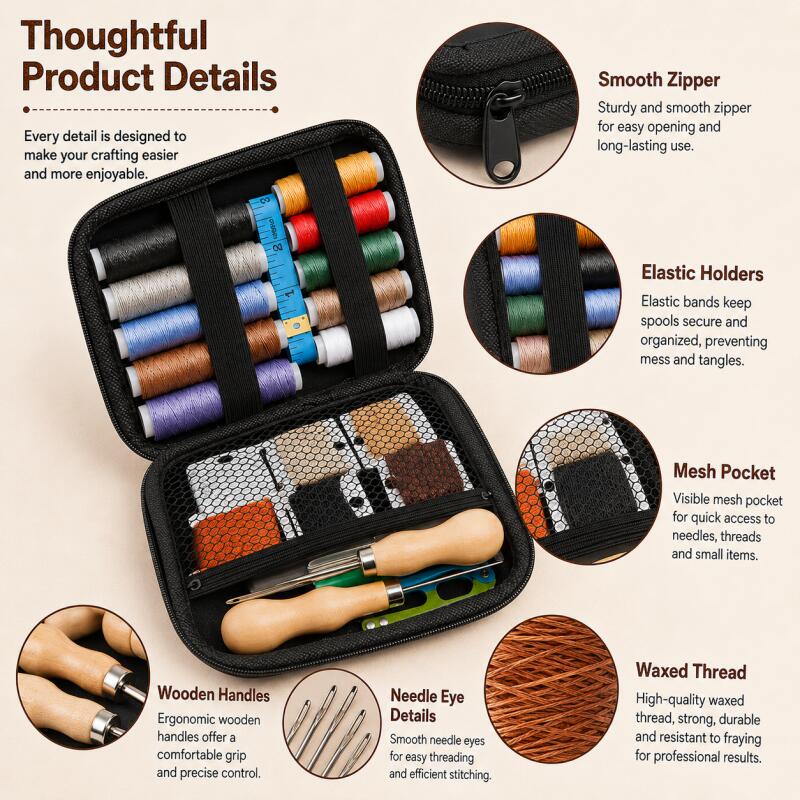 Leather Sewing Kit with Waxed  - đánh giá và giá Leatherwork Hand Sewing Needles